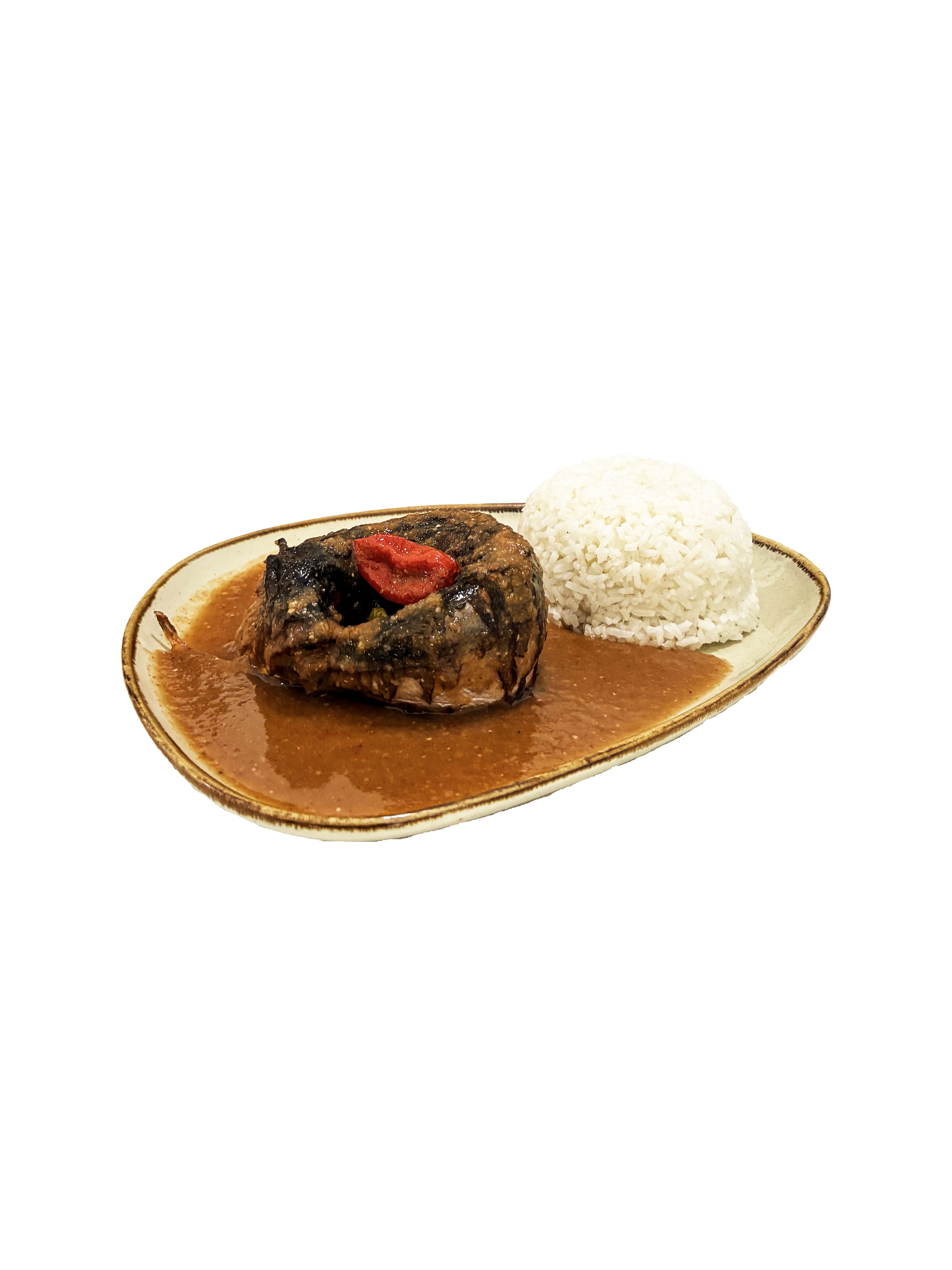 Riz sauce aubergines poisson fumé
