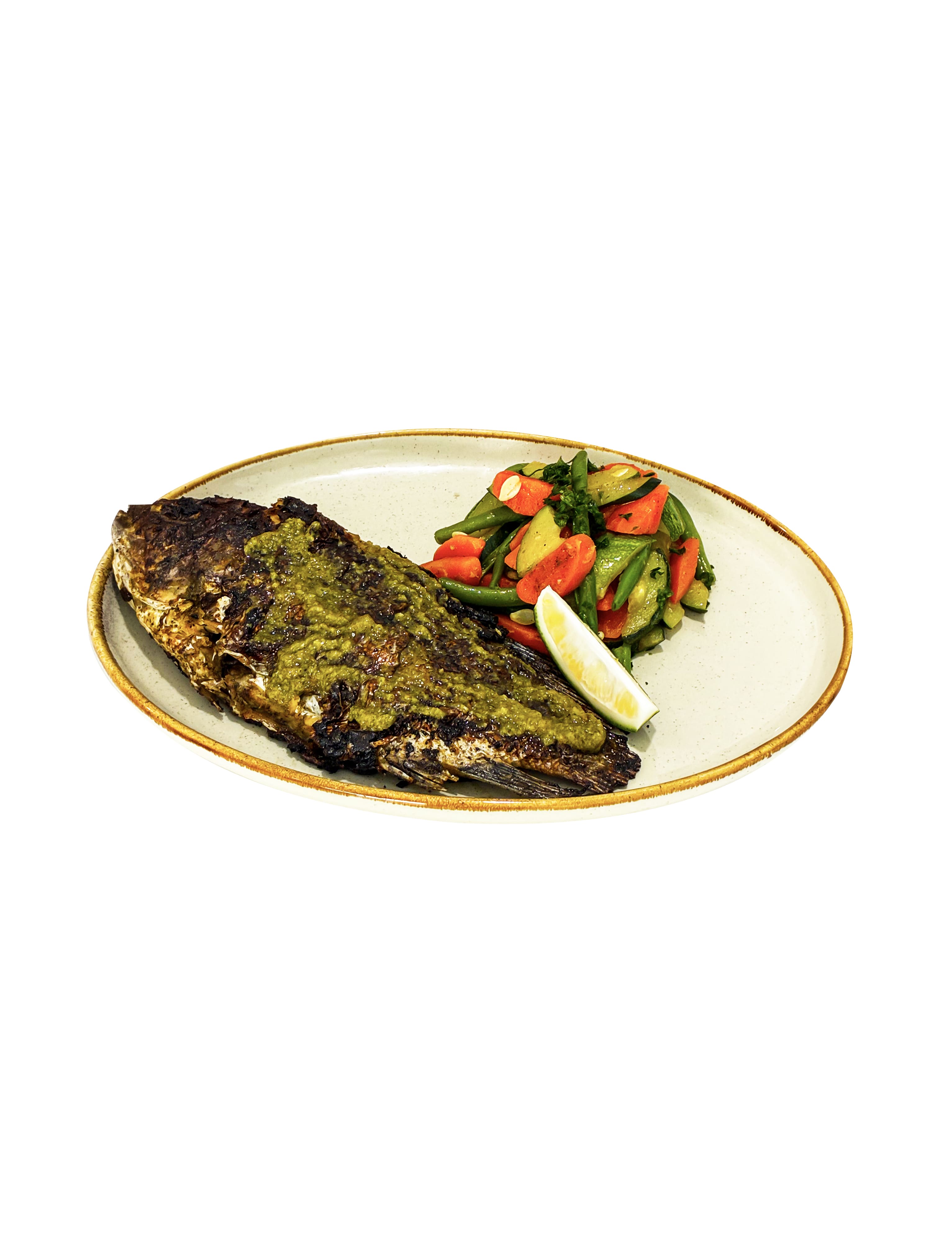 Poisson grillé à la plancha + légumes