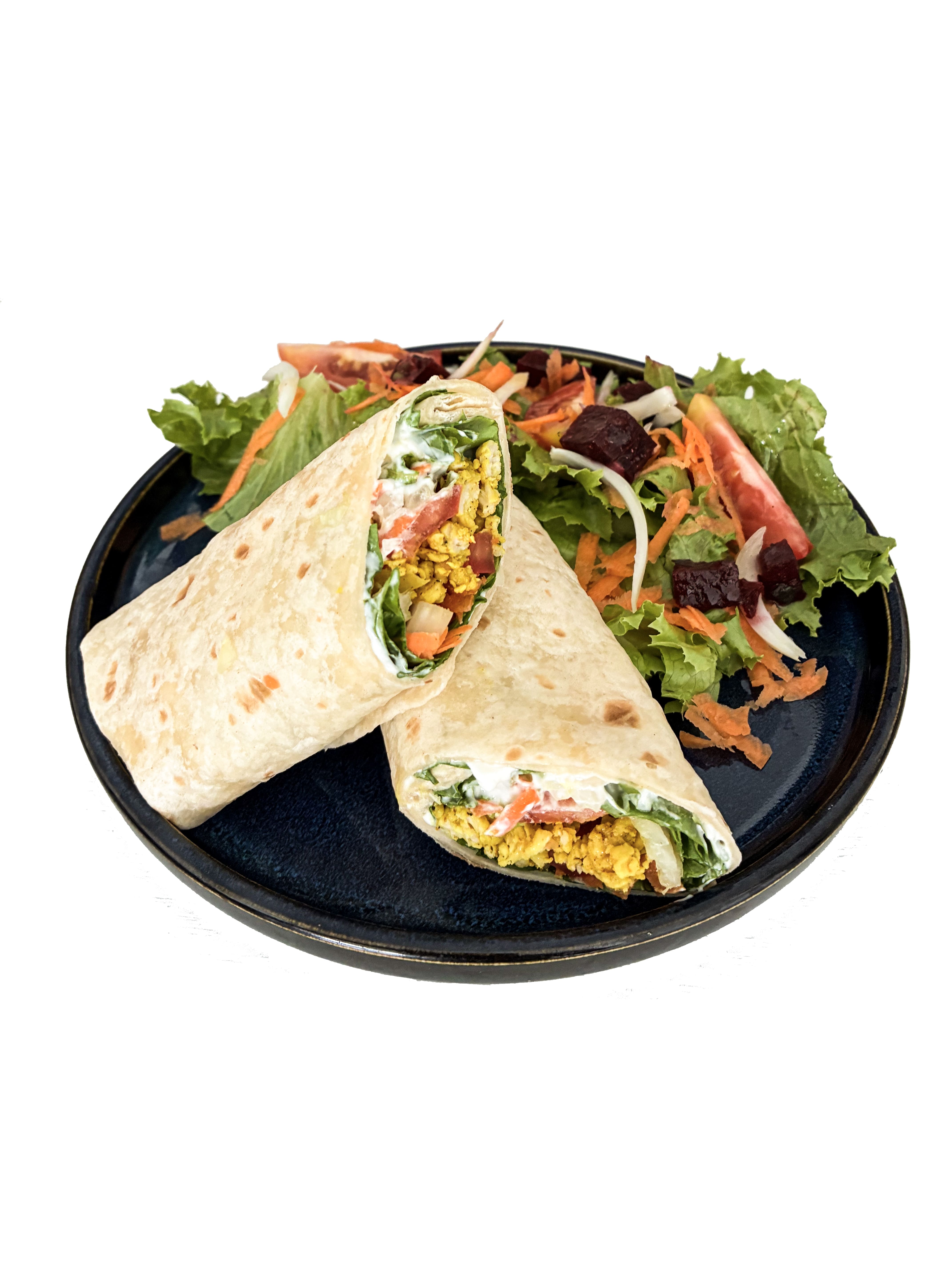 Wrap poulet au curry + salade composée