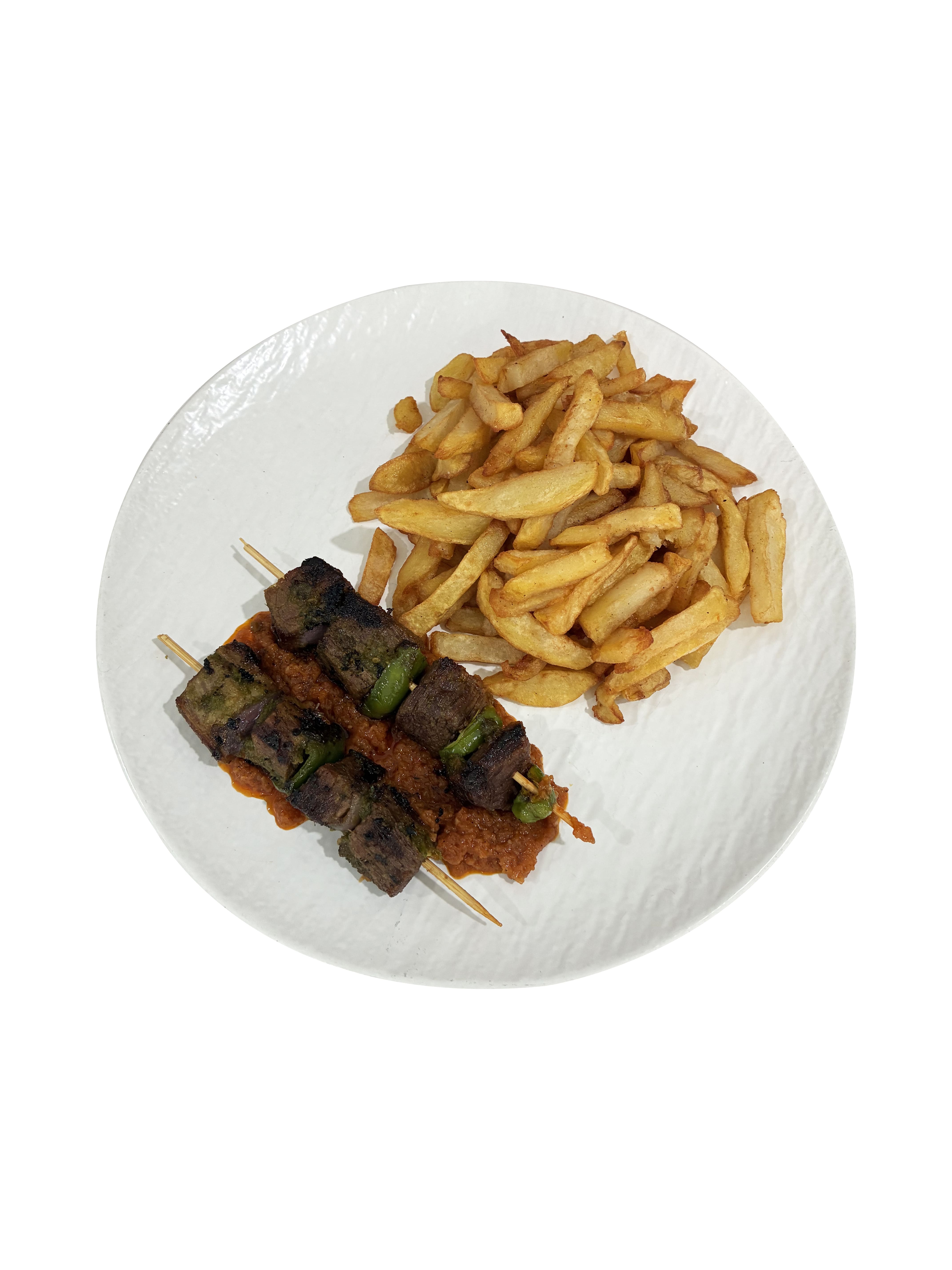 Brochette de bœuf grillé à la plancha + Frites