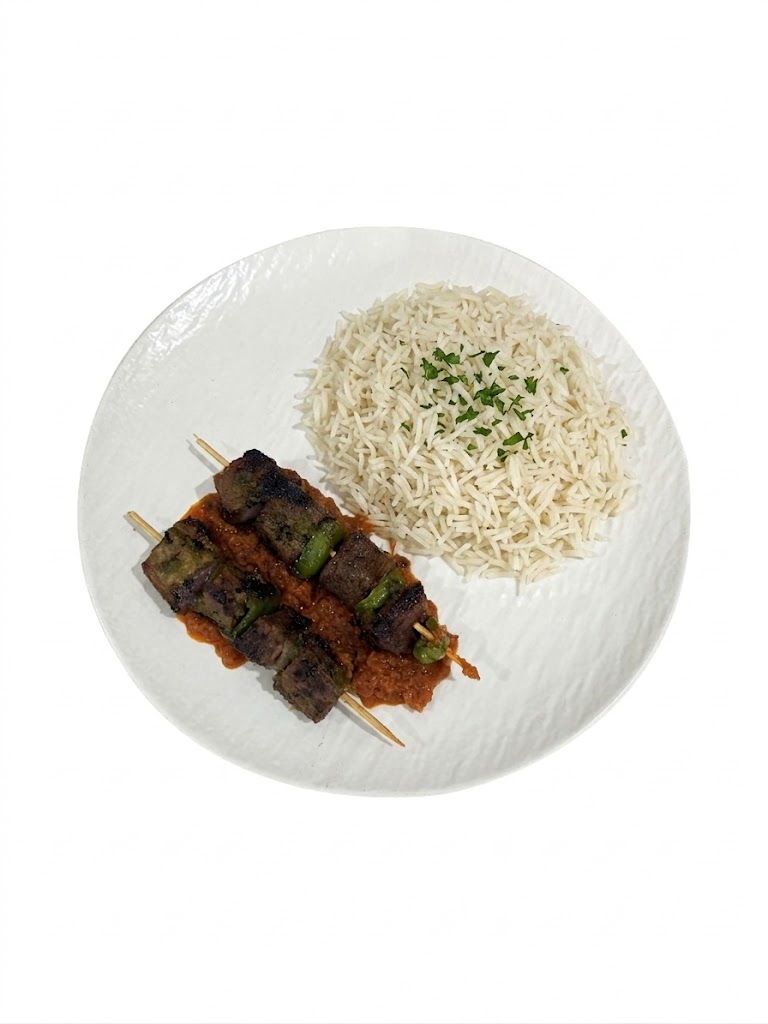 Brochette de boeuf grillé à la plancha, Riz