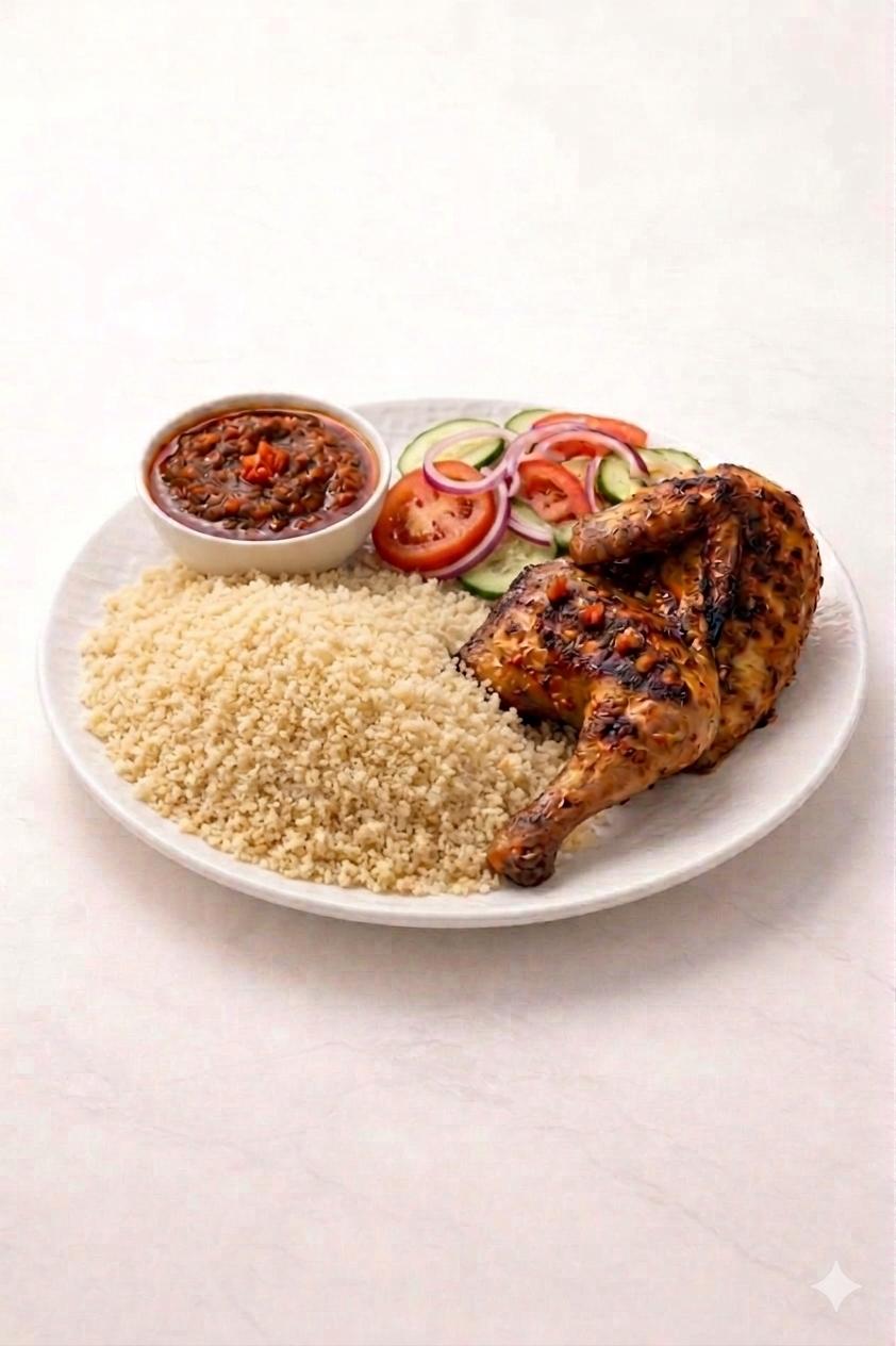 Poulet braisé, Attiéké
