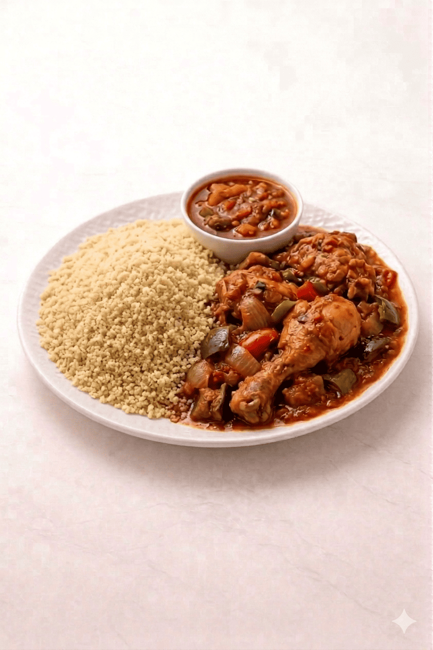 Kedjenou poulet + attieke