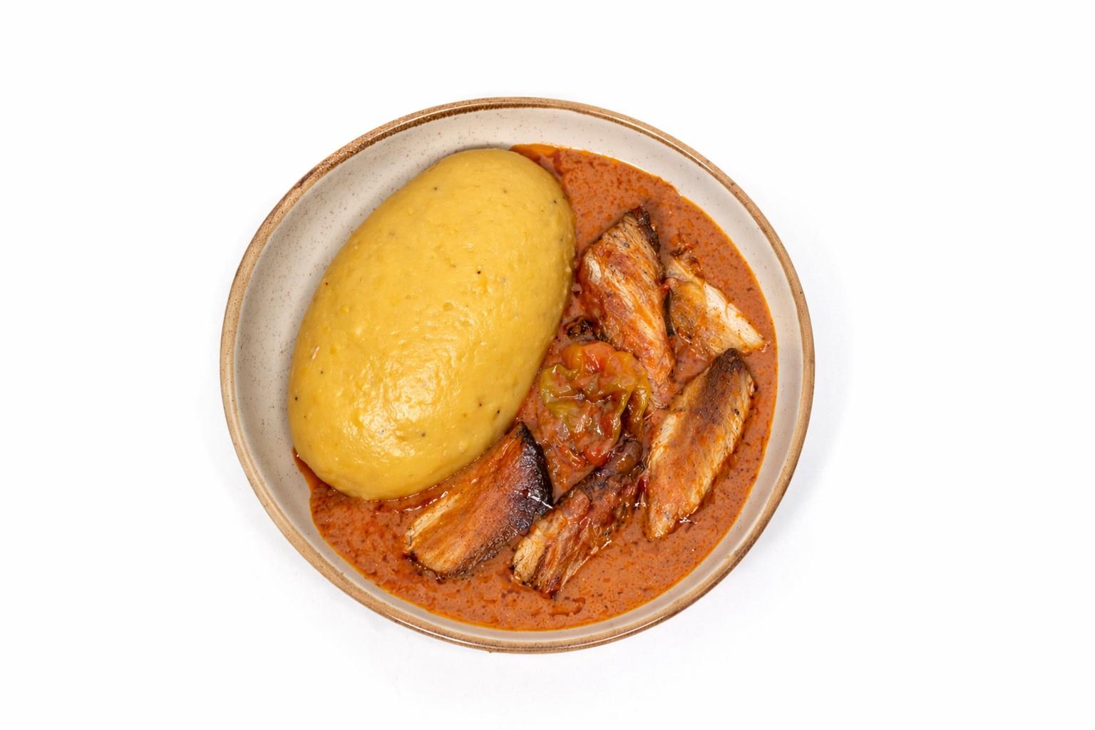 Sauce arachide poisson, foutou
