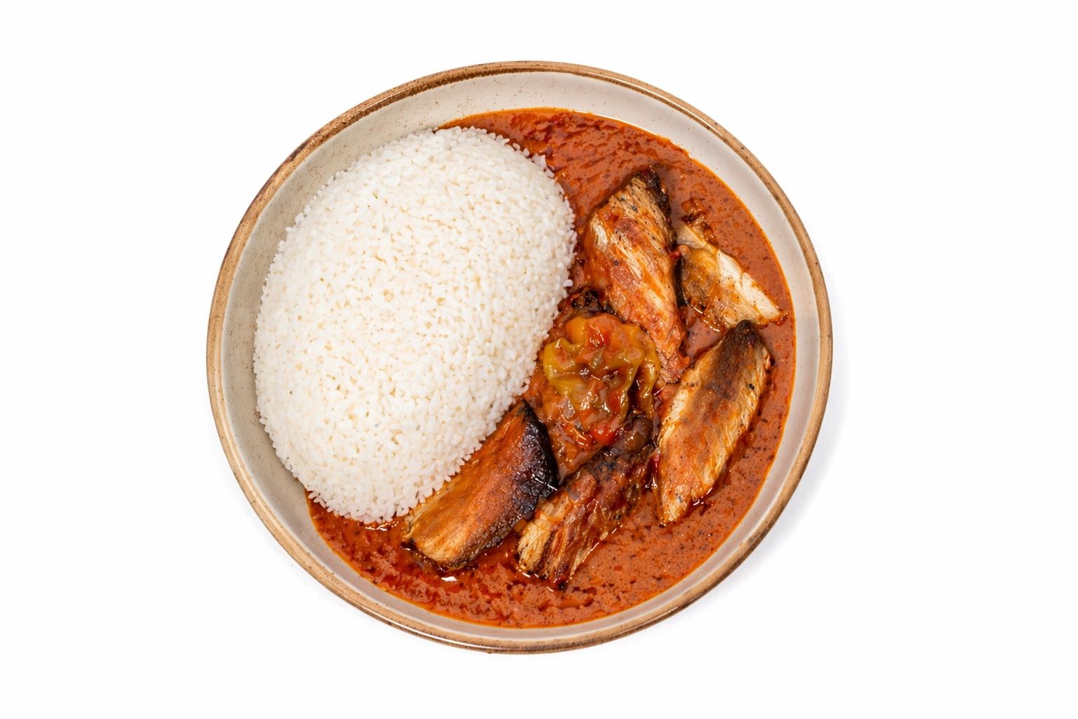 Sauce arachide poisson, Riz