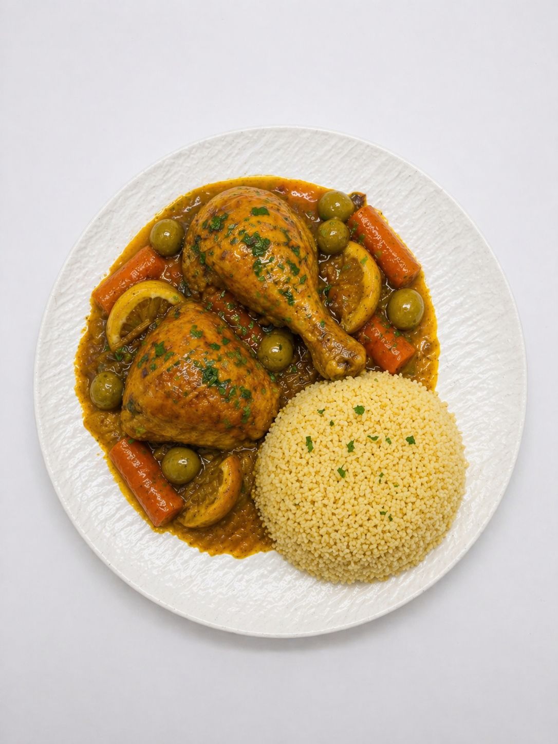 Tajine de poulet aux olives + semoule