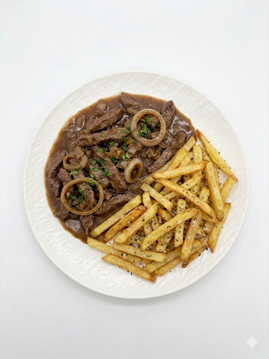 Emincé de boeuf, frites