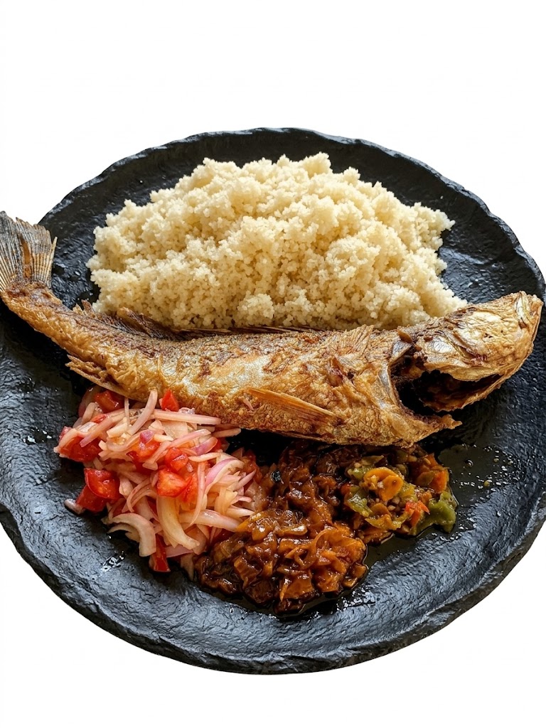 Poisson grillé, Attiéké
