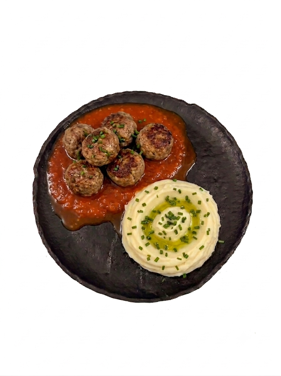 Boulettes de viande hachée + purée de pomme de terre
