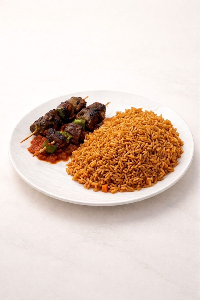 Brochettes de boeuf riz gras