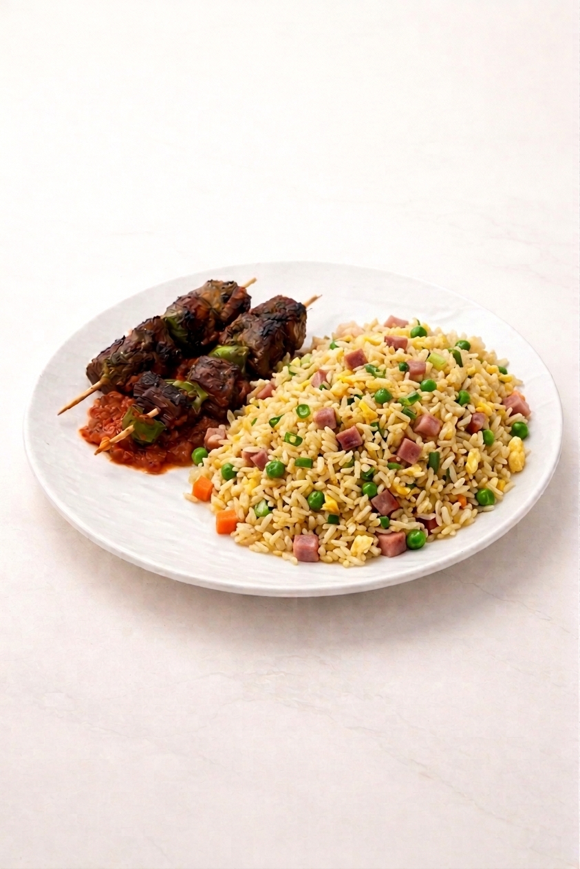 Brochette de boeuf riz cantonais