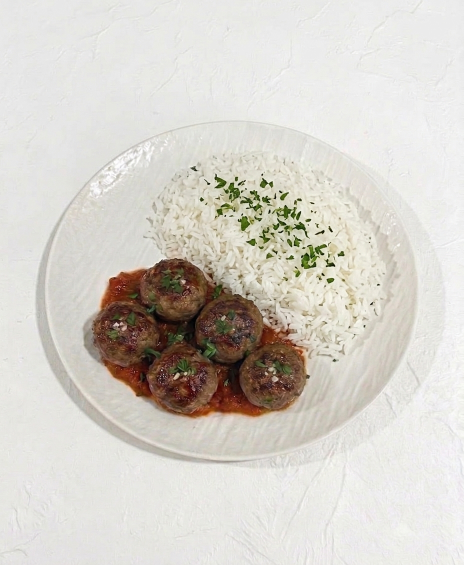 Boulettes de viande, riz